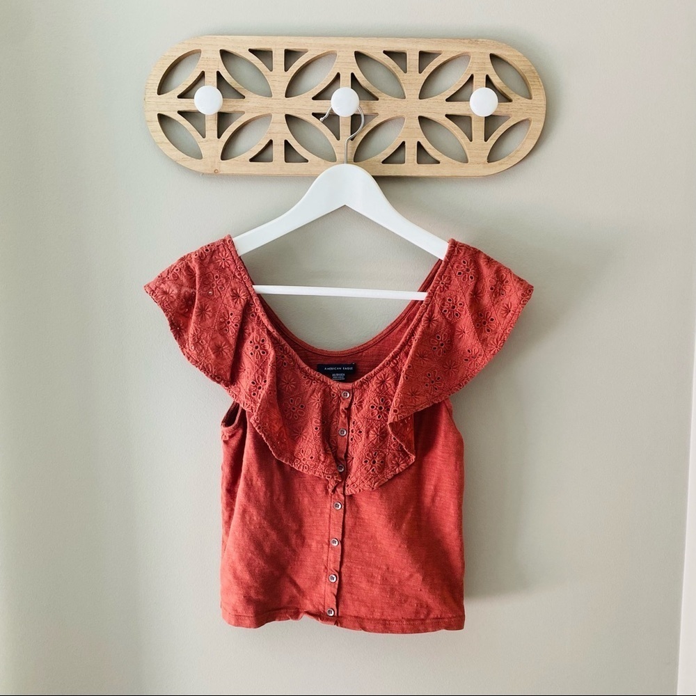 American Eagle Crop Tank Top Rust Sz XS